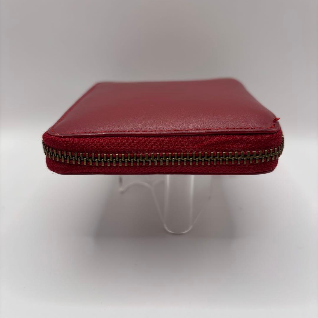 美品　comme des garcons 二つ折り財布　レッド　ラウンドジップ