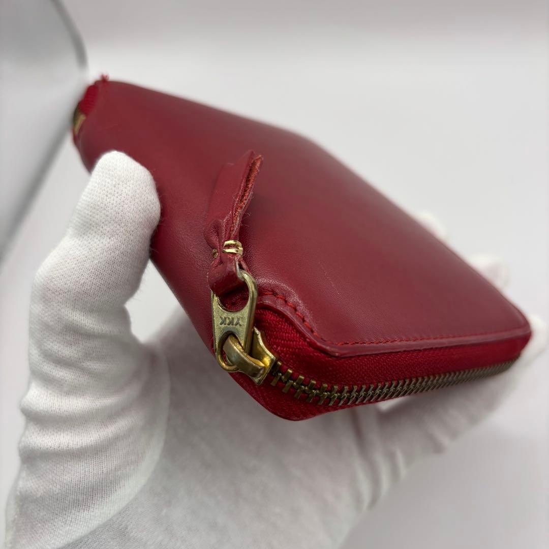 美品　comme des garcons 二つ折り財布　レッド　ラウンドジップ