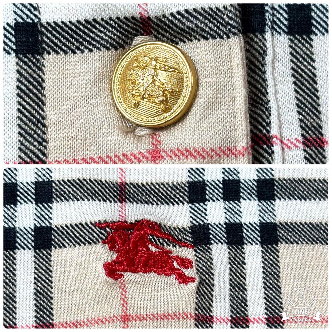 美品✨バーバリー ポロシャツ ノバチェック ホースロゴ 金ボタン ロゴ M