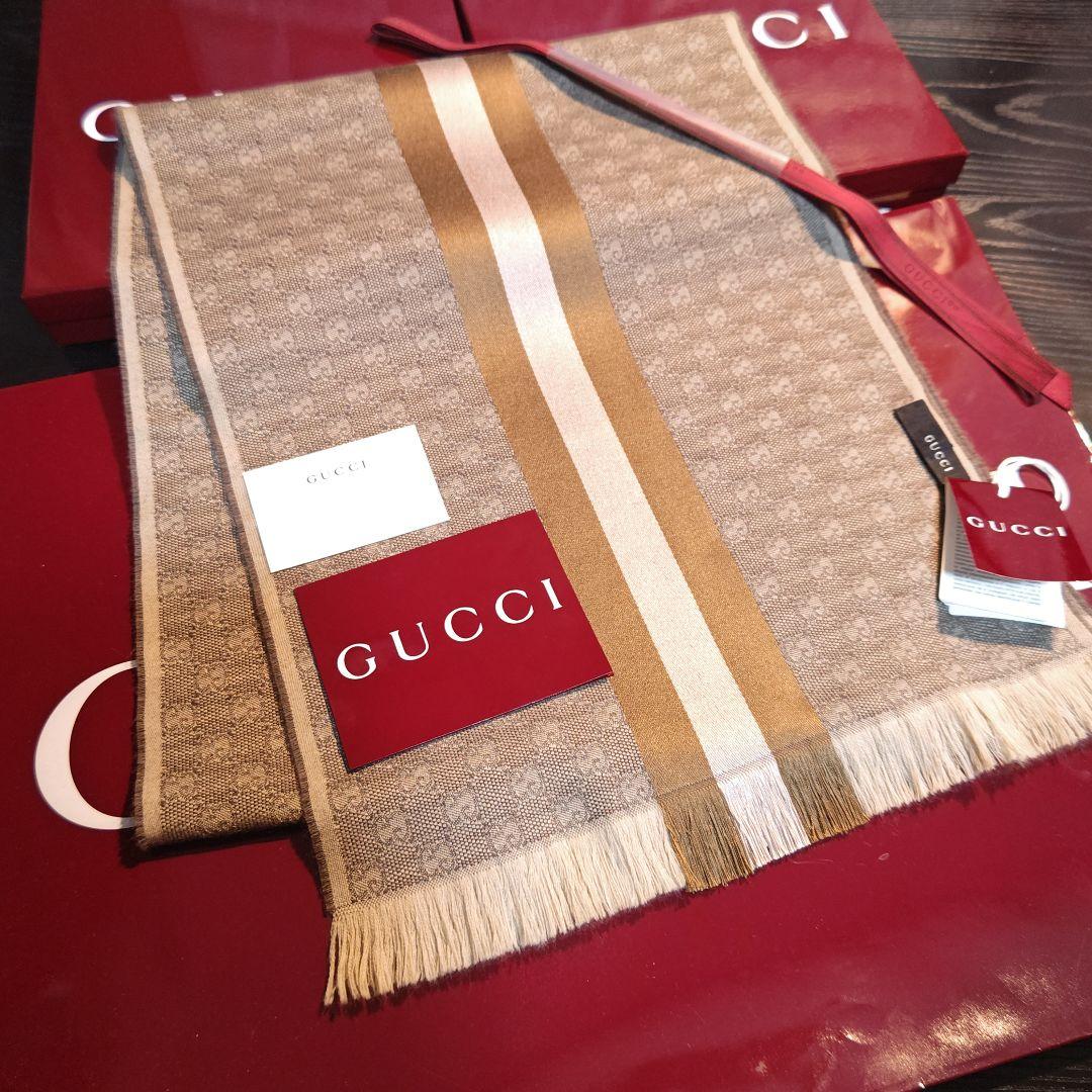 ❤美品箱付き❤GUCCI マフラー ストール ショール スカーフ❤ベージュ❤