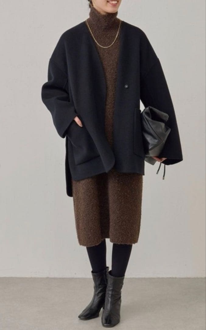 BEARDSLEY✴︎ブークレータートルニットワンピース　ブラウン