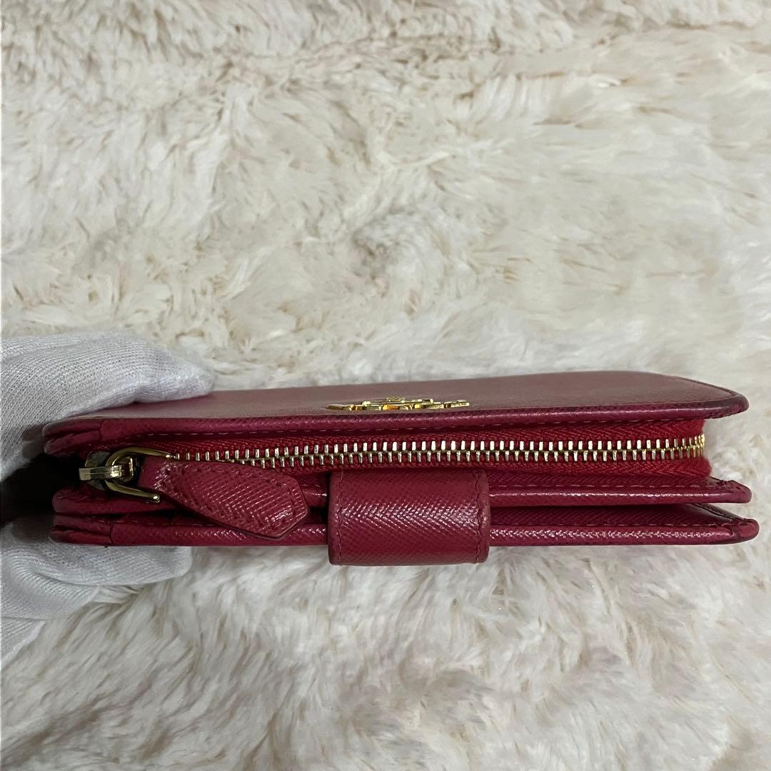 ✨美品・箱付✨ PRADA 二つ折り財布 サフィアーノレザー ピンク 折りたたみ