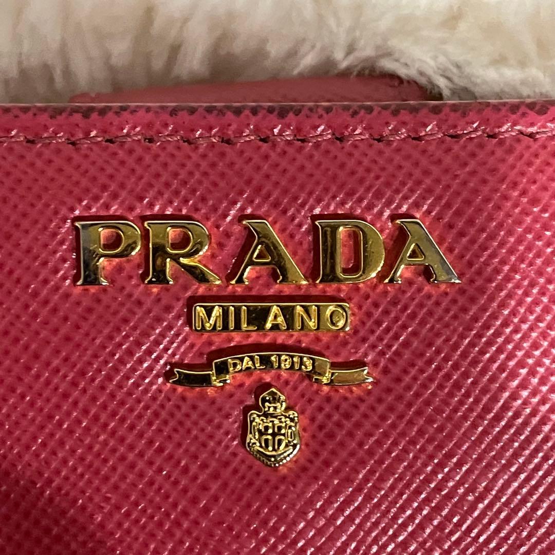 ✨美品・箱付✨ PRADA 二つ折り財布 サフィアーノレザー ピンク 折りたたみ