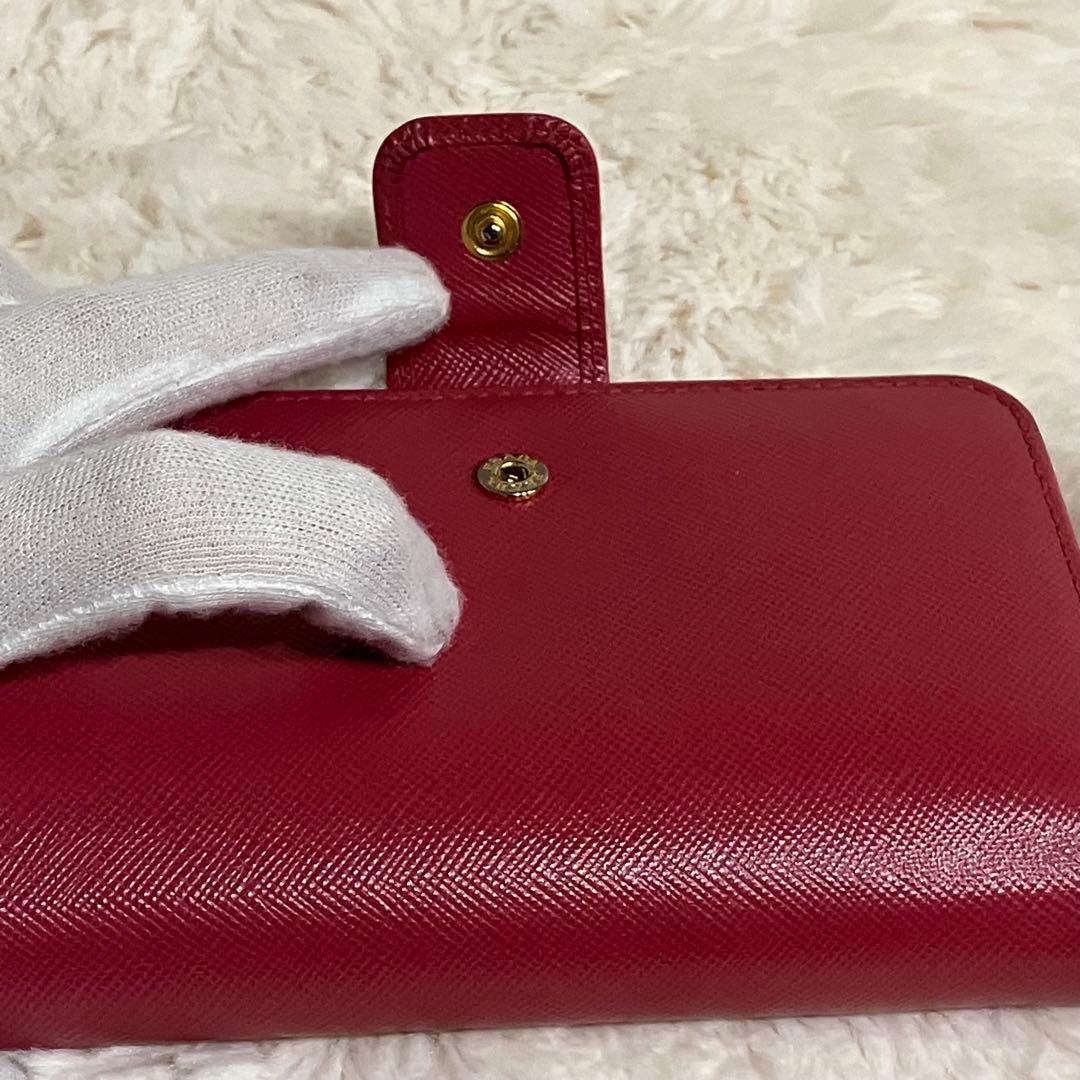 ✨美品・箱付✨ PRADA 二つ折り財布 サフィアーノレザー ピンク 折りたたみ