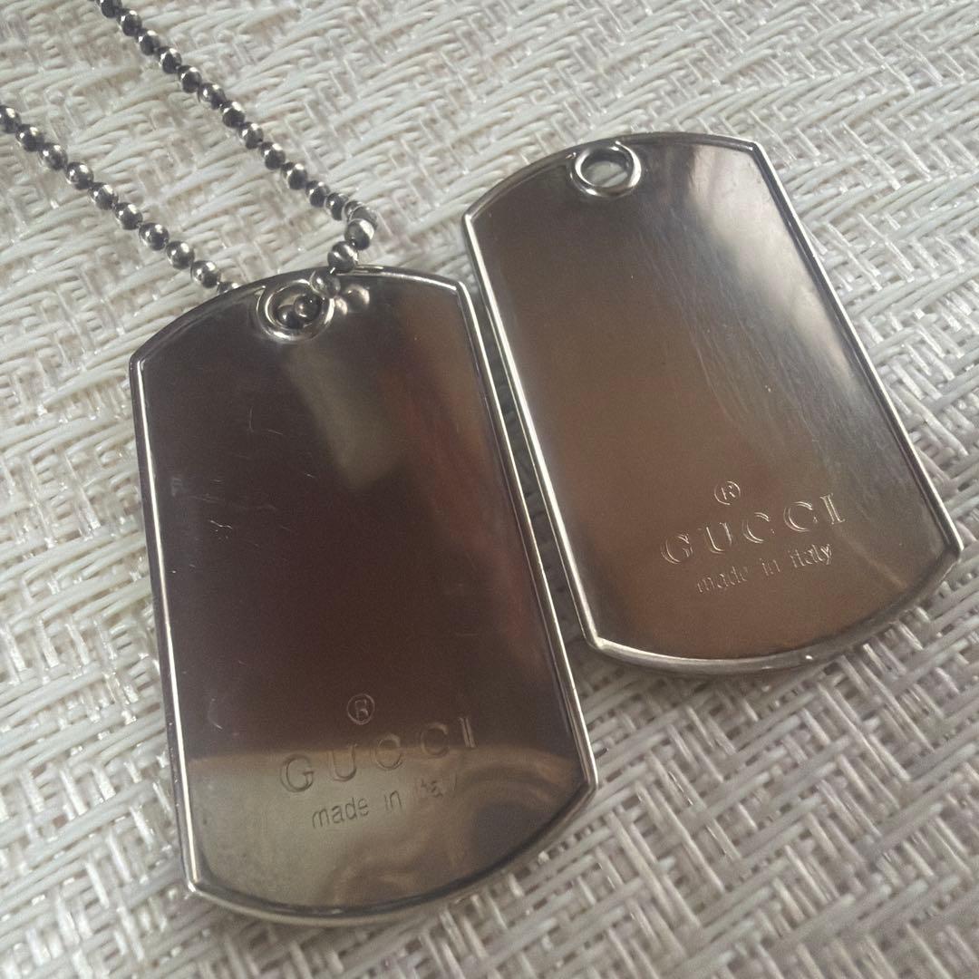 GUCCI ドックタグ ダブルプレート ネックレス シルバー925ロングチェーン