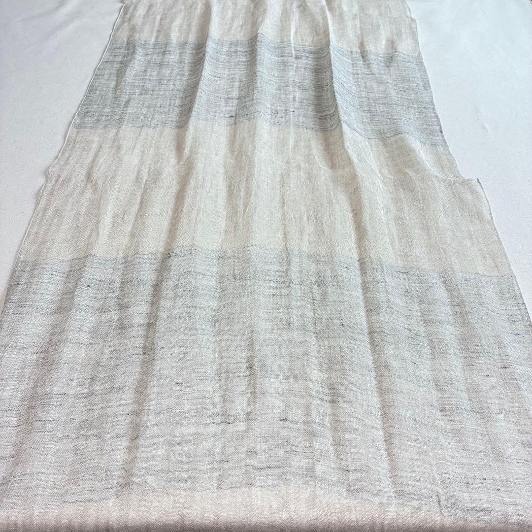 1-18.美品 Fil D'araignee リネンストール　フラワー　グレー系