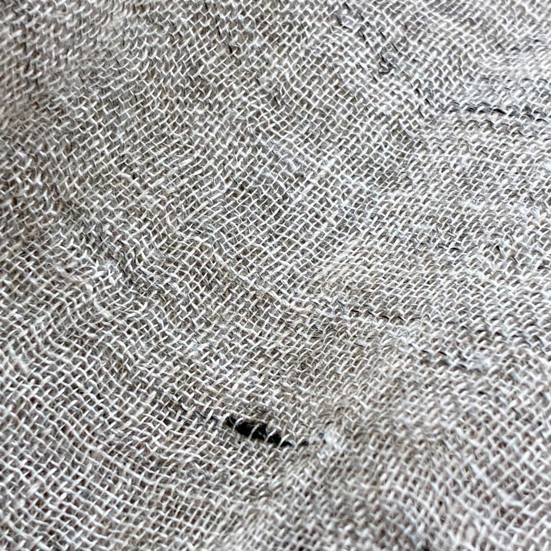 1-18.美品 Fil D'araignee リネンストール　フラワー　グレー系