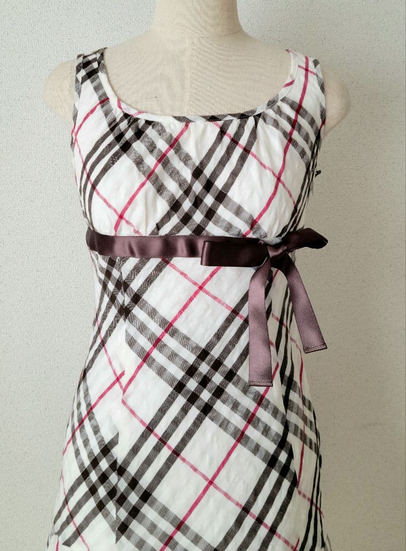 BURBERRY　BLUELABEL　バーバリーチェック柄フレアワンピース　３６