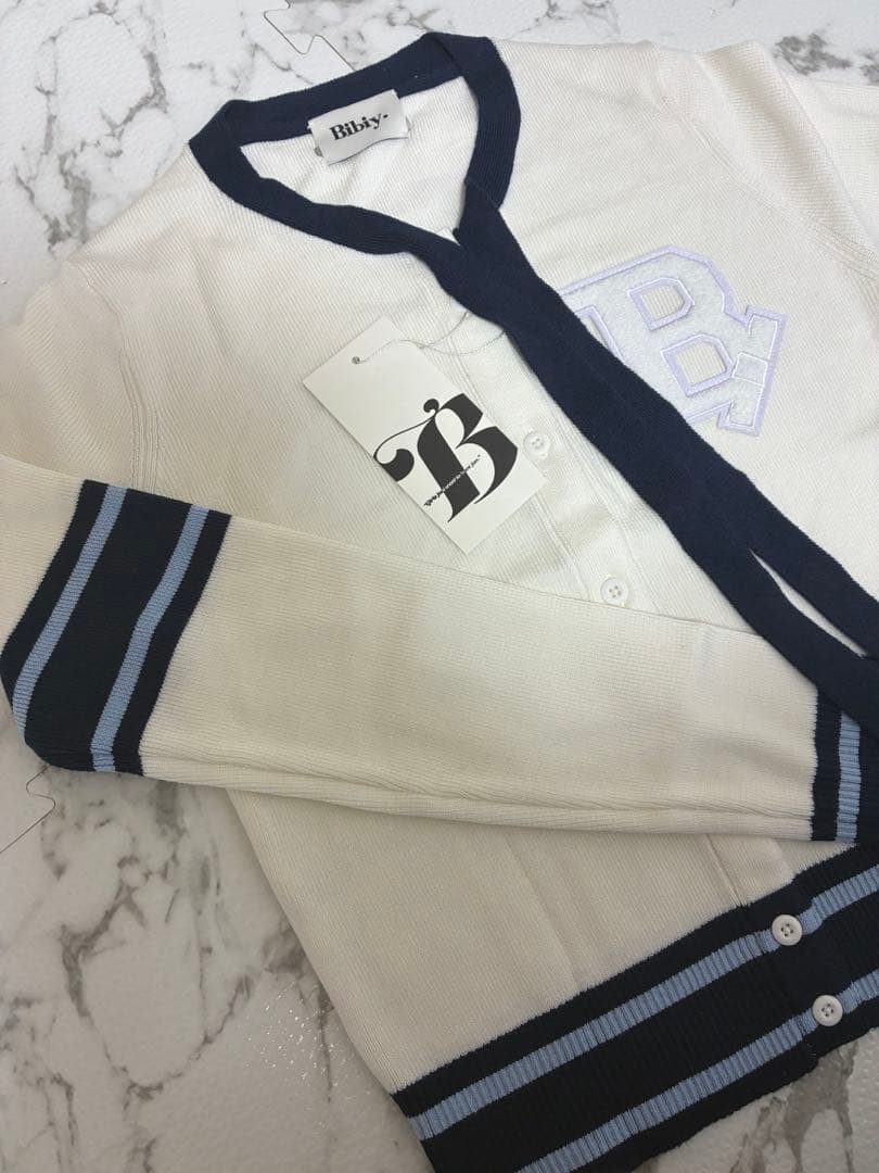 タイカーディガン B. CLUB TIE CARDIGAN bibiy ホワイト