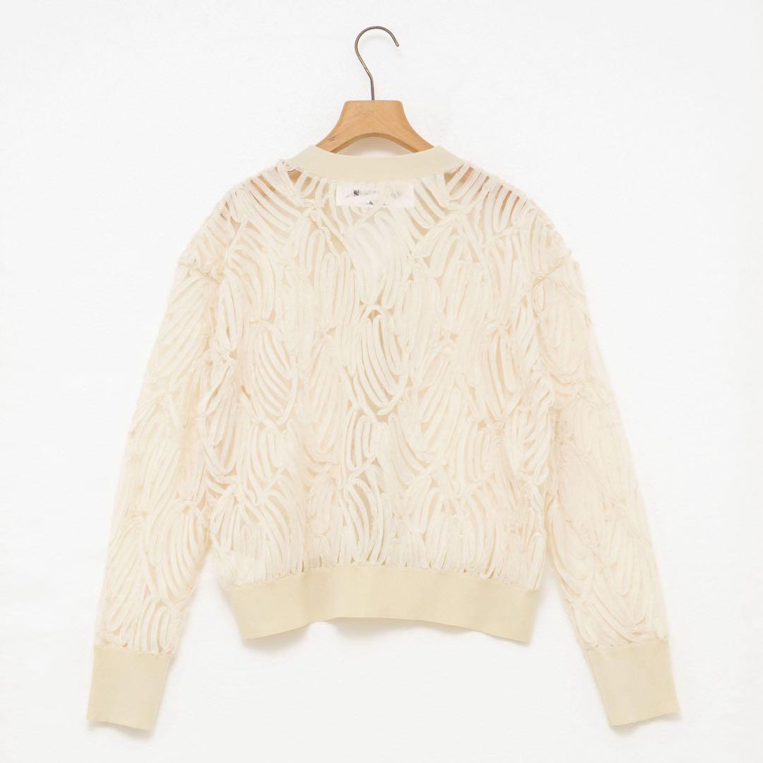 新品タグ付 リエミラー チュール刺繍Vネックカーディガン 25AW