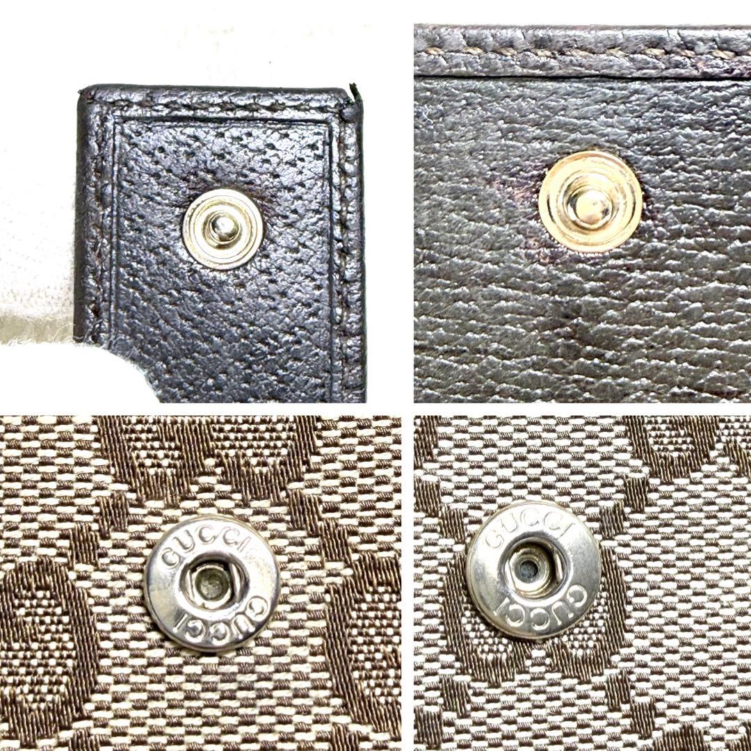良品 GUCCIグッチ GGキャンバスWホック 折り財布 シェリーリボン　箱付