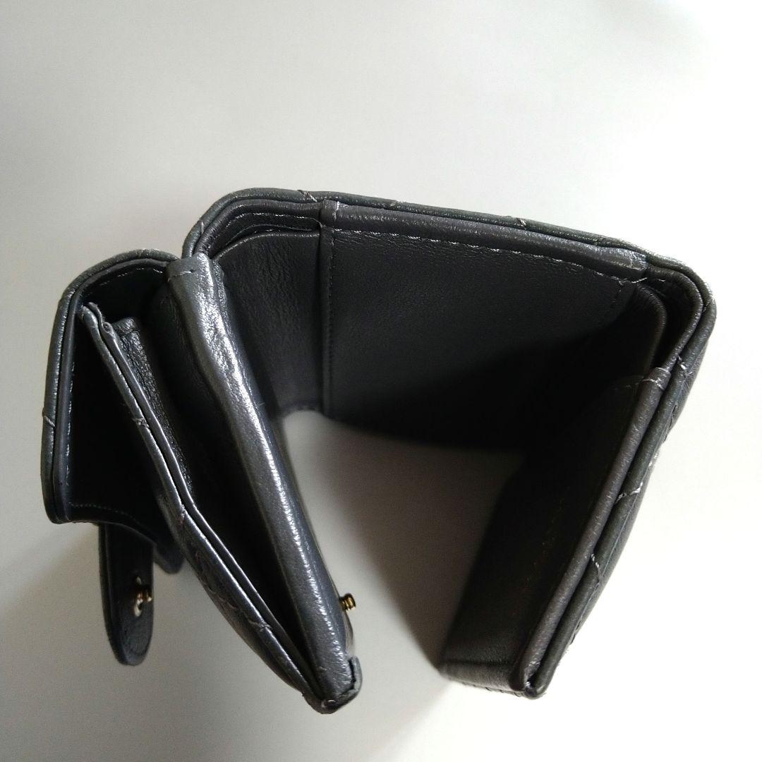 【CHANEL】マトラッセ スモールウォレット ラムスキン ダークグレー