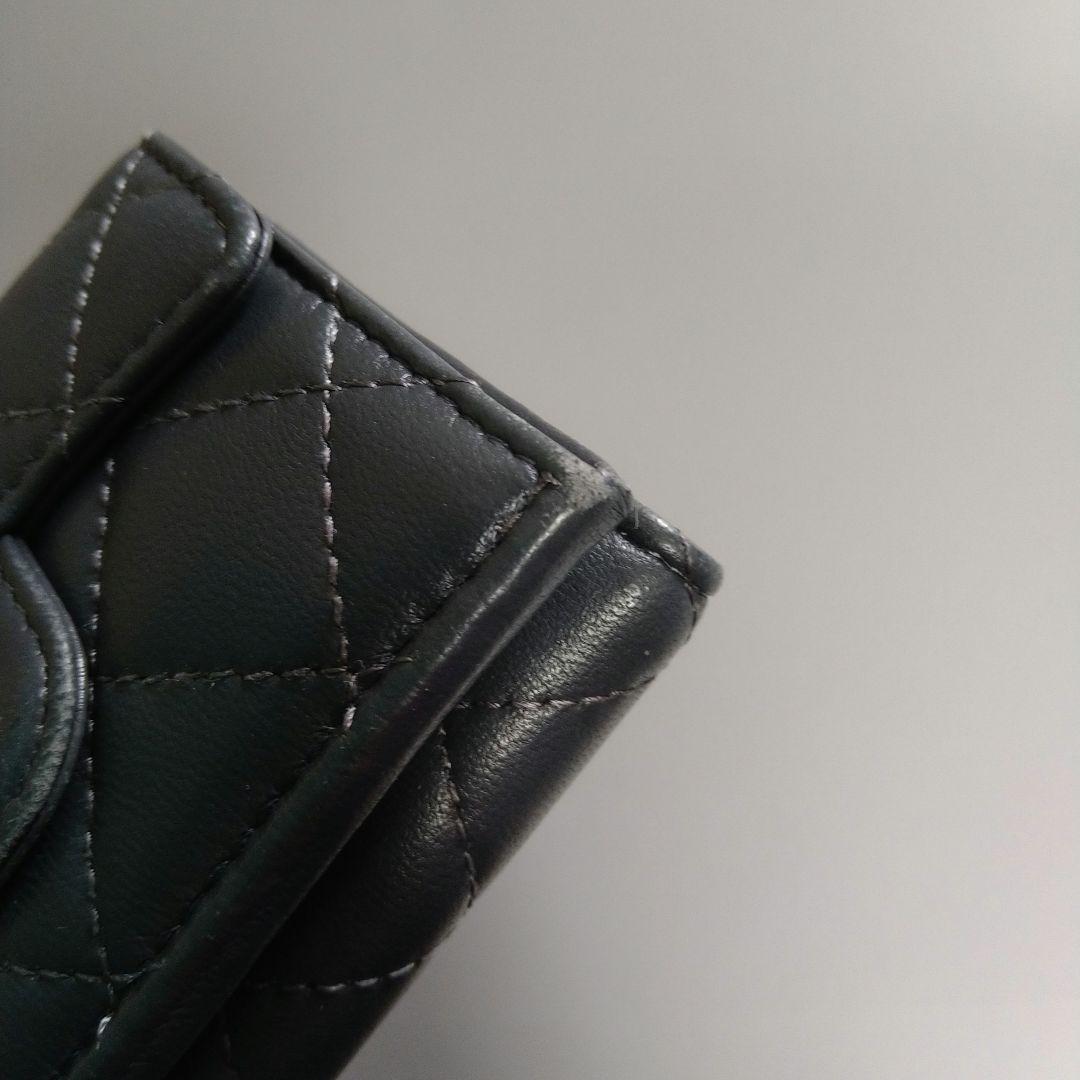【CHANEL】マトラッセ スモールウォレット ラムスキン ダークグレー