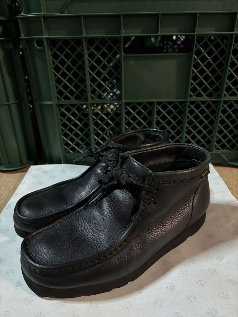 CLARKS WALLABEE GORE-TEX 黒 ワラビー シボ革 ミドル