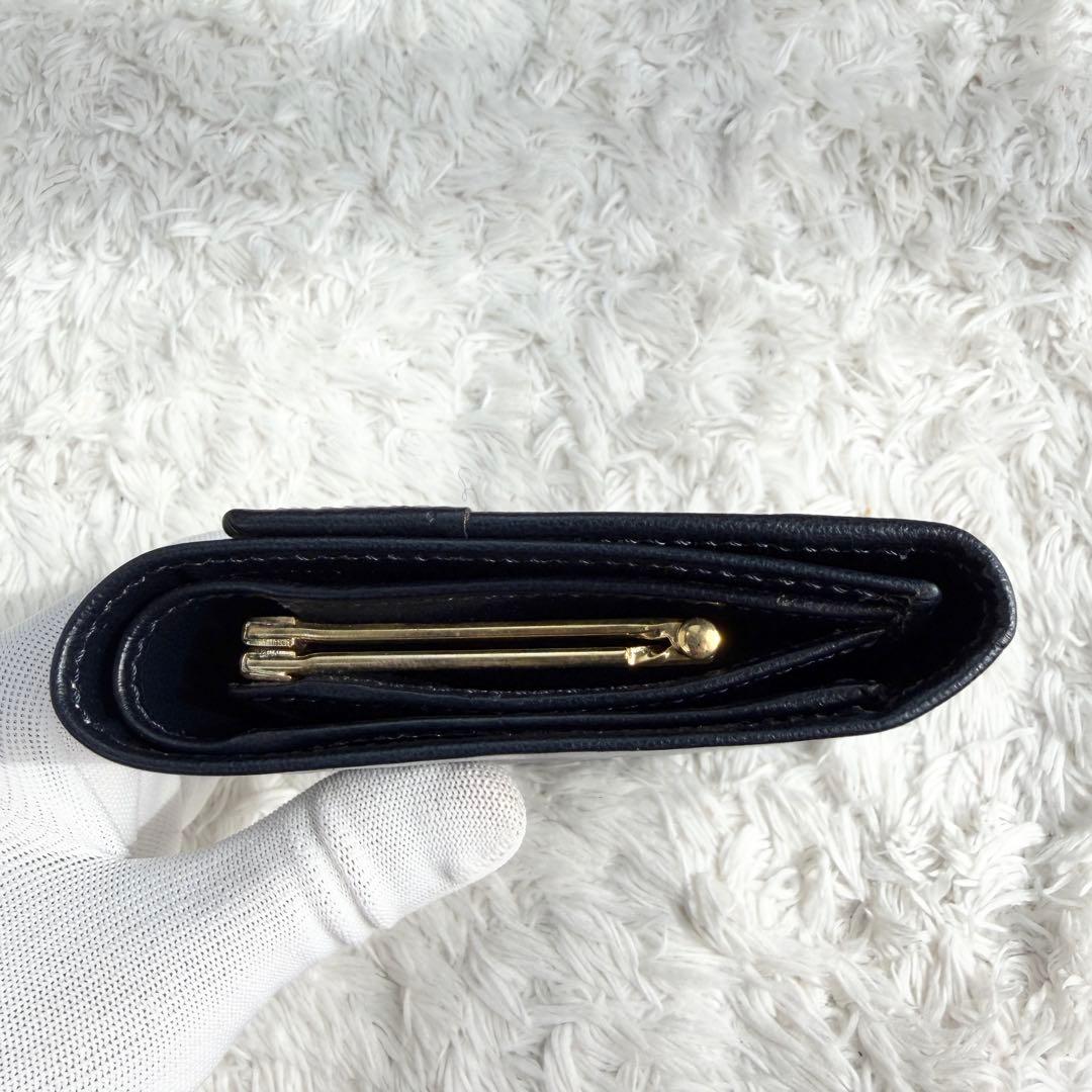 極美品✨イブサンローラン Yカット ビンテージ 三つ折り財布 ネイビー