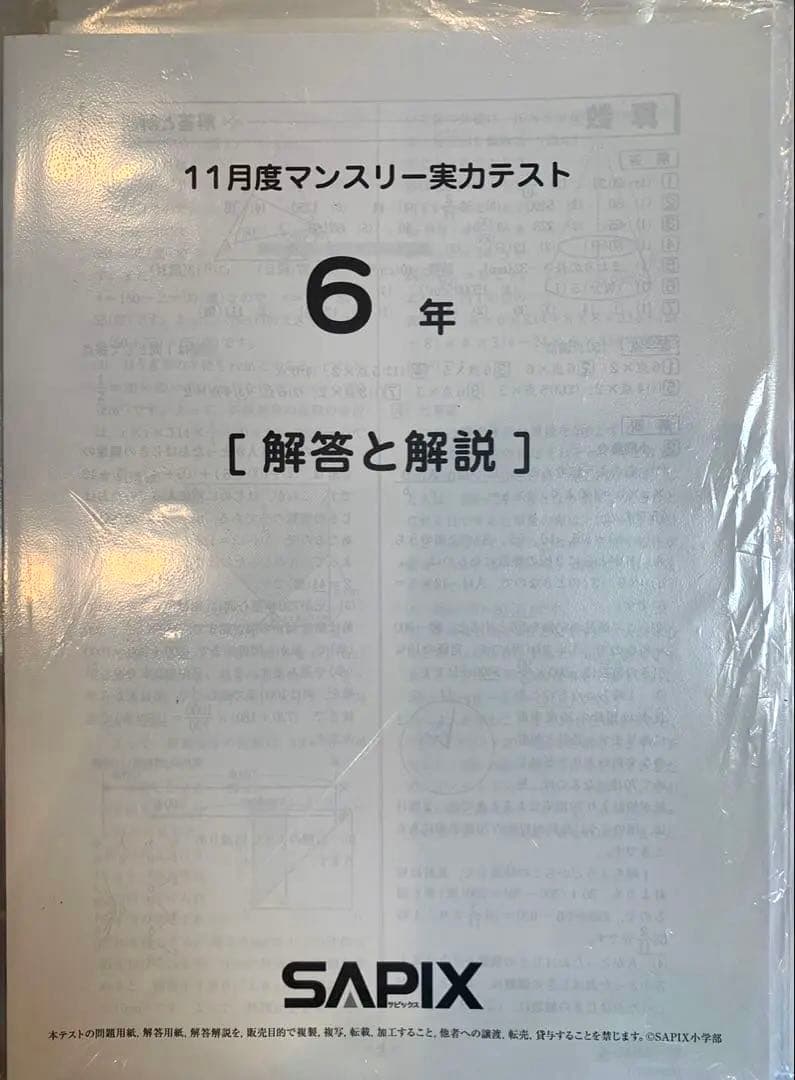 【るりま様】SAPIX 6年生 2023年度 マンスリー・組分け他テストセット