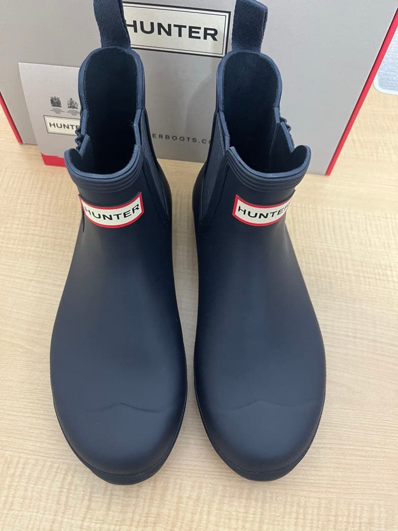 美品　HUNTER レインブーツ　ショート　UK6 25cm ネイビー