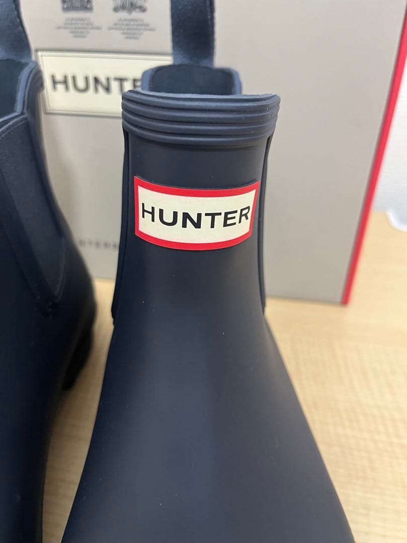 美品　HUNTER レインブーツ　ショート　UK6 25cm ネイビー