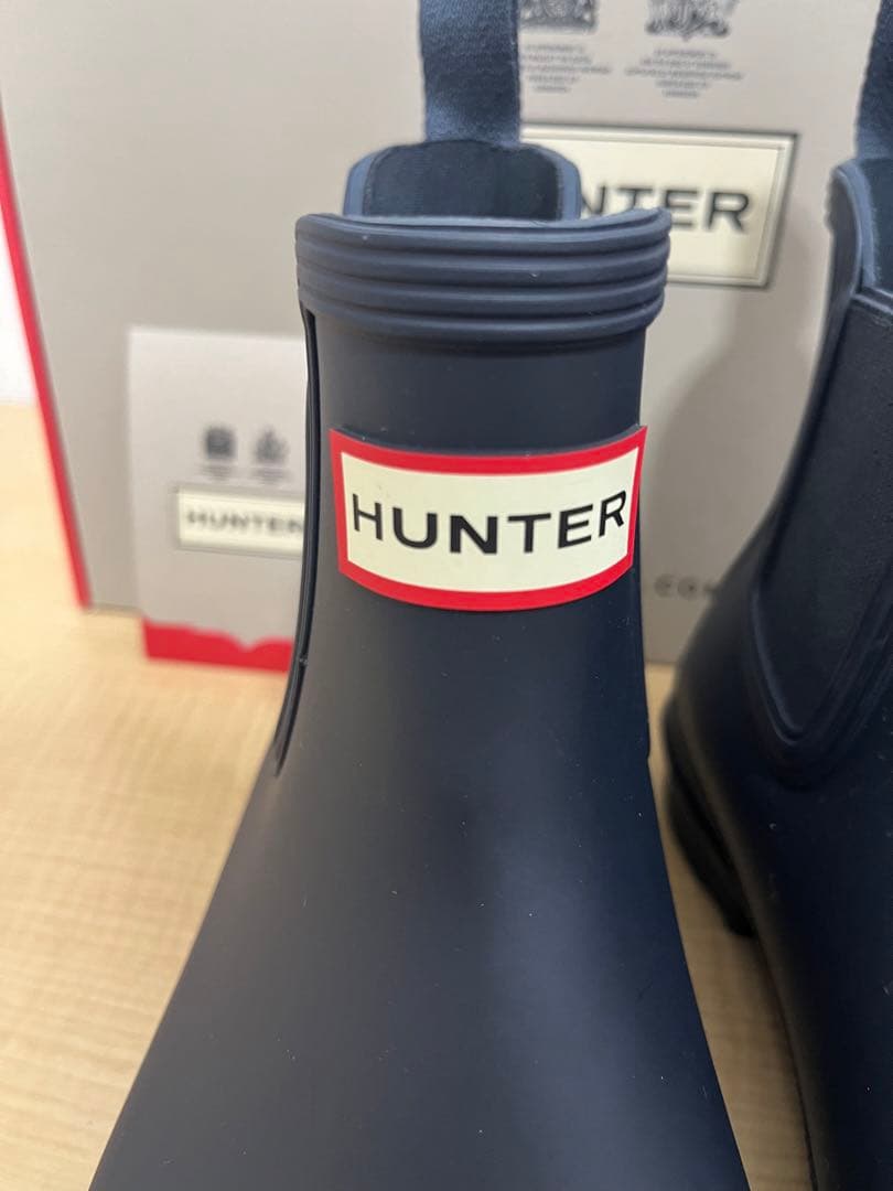 美品　HUNTER レインブーツ　ショート　UK6 25cm ネイビー