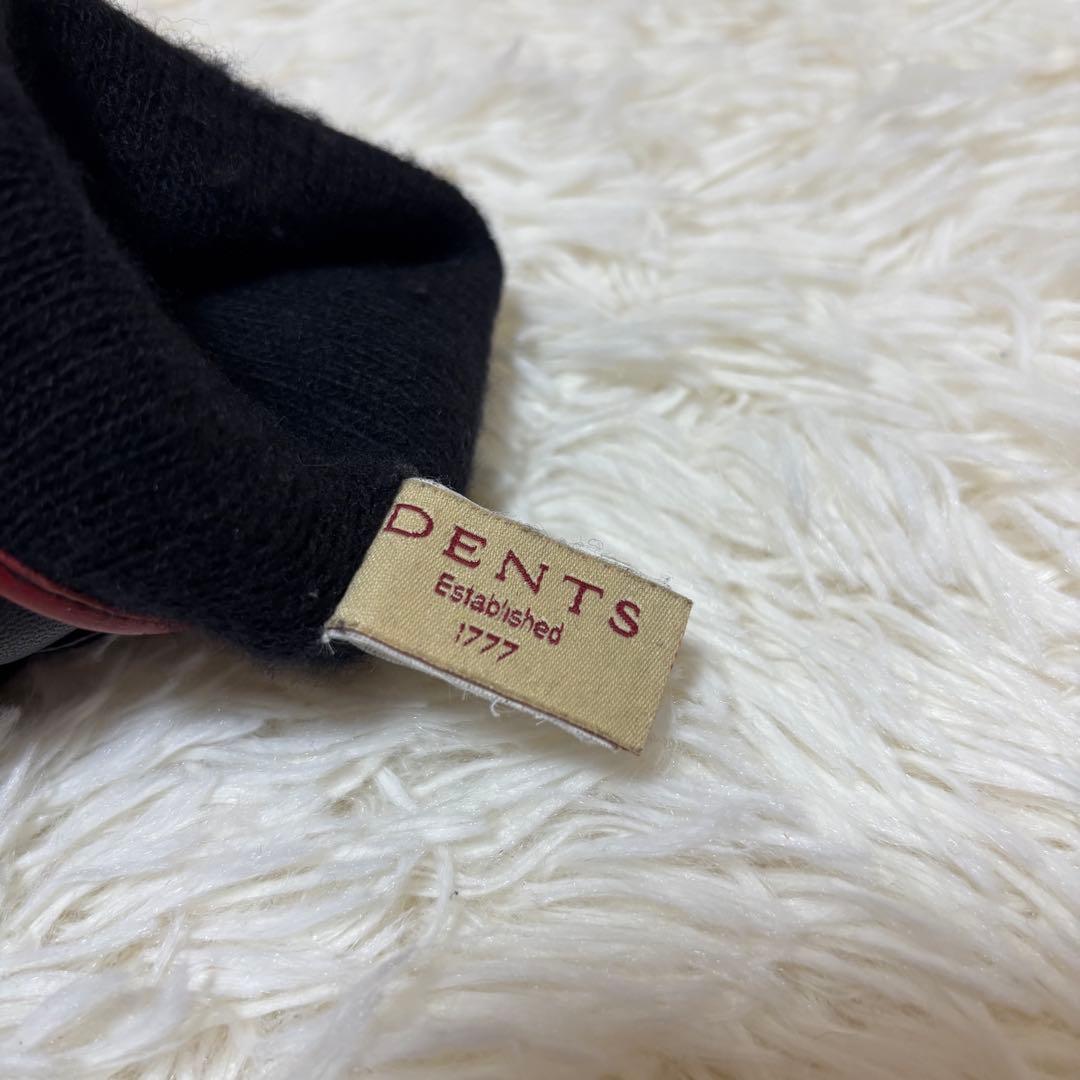 【箱有り】Dents デンツ　カシミヤレザーグローブ　手袋　ブラック　レッド