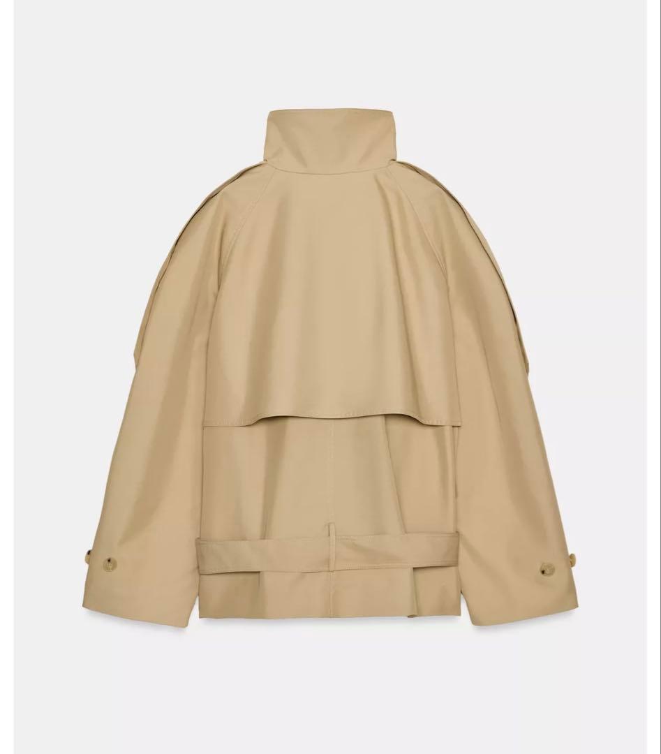 長*純様 タグ付き新品★ZARAのショート丈ハイネックトレンチコート★Sサイズ★