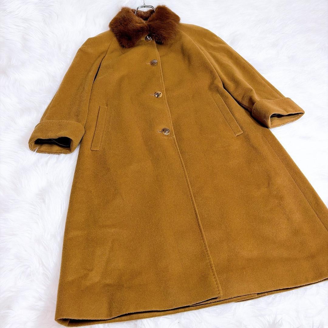 美品 カシミヤ100% バーバリーロンドン　ロングコート　リアルファー