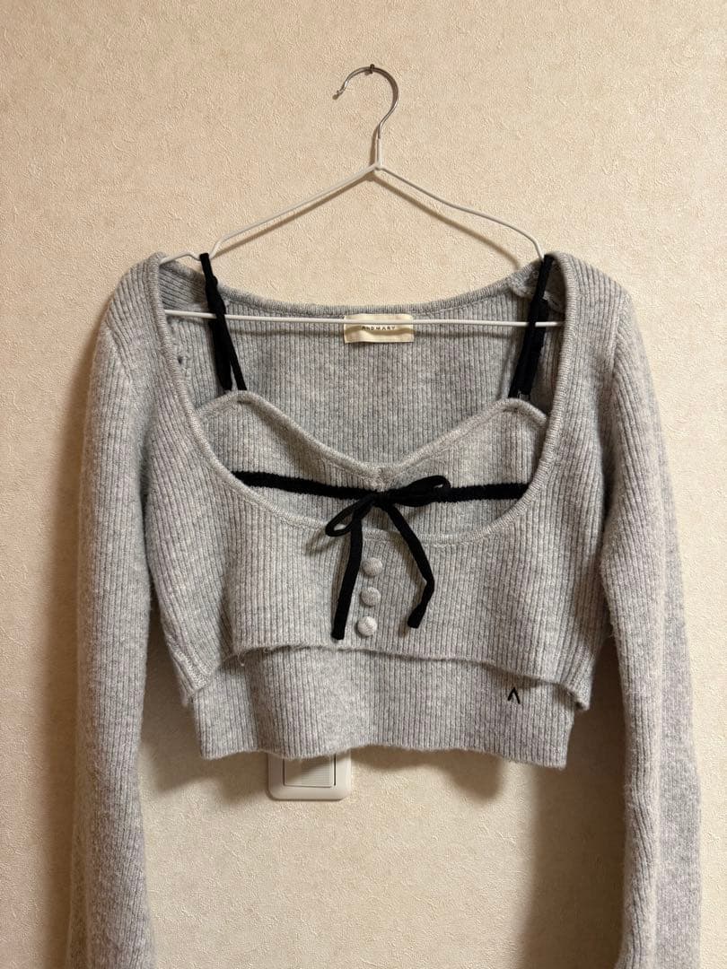 andmary Natalie ribbon set gray アンドマリー
