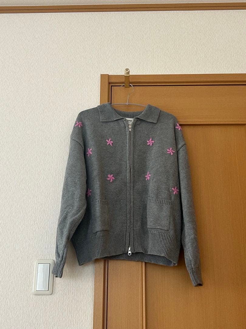 フラワー ジップアップニットジャケット