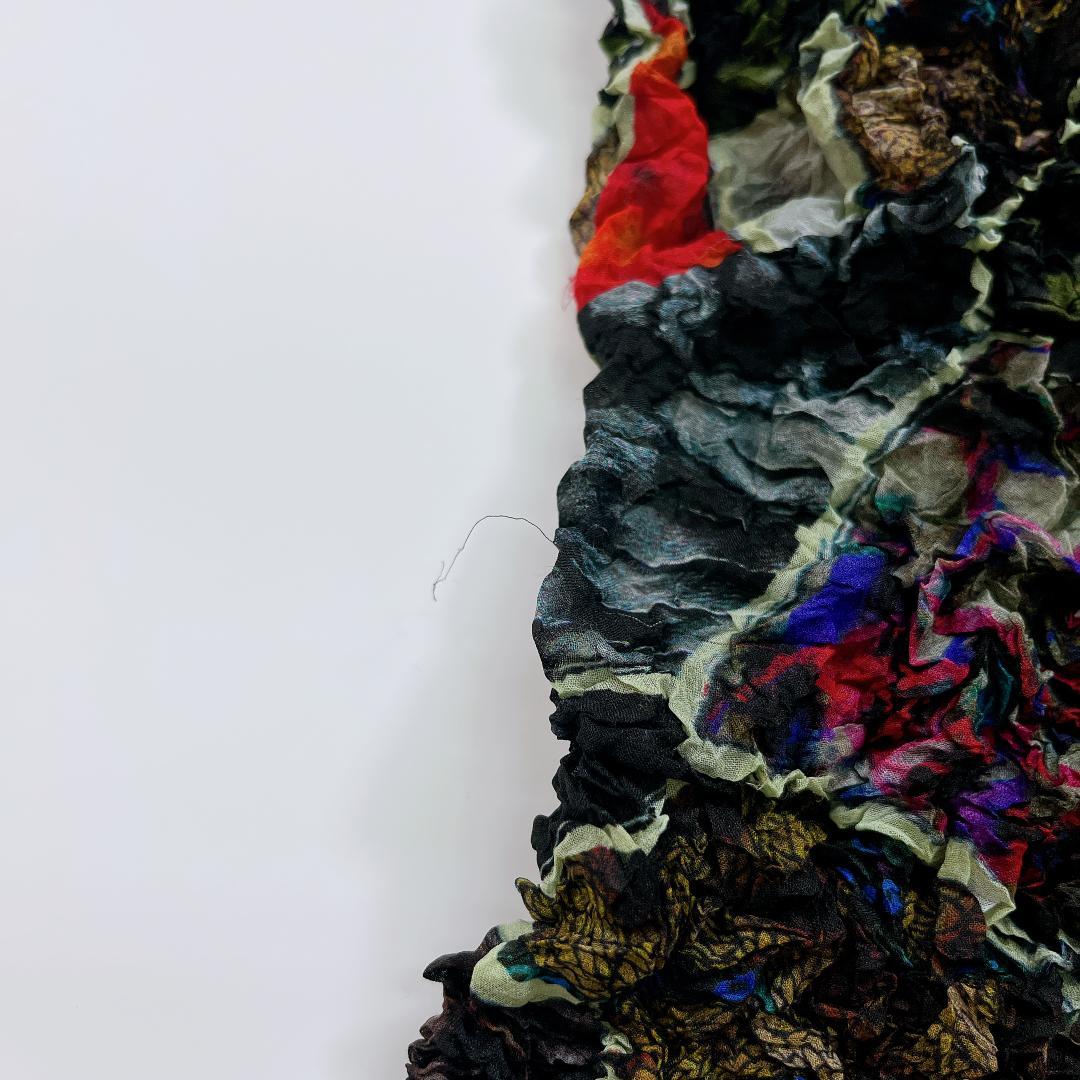 ISSEY MIYAKE FETE 半袖 カットソー 総柄 シワ プリーツ M