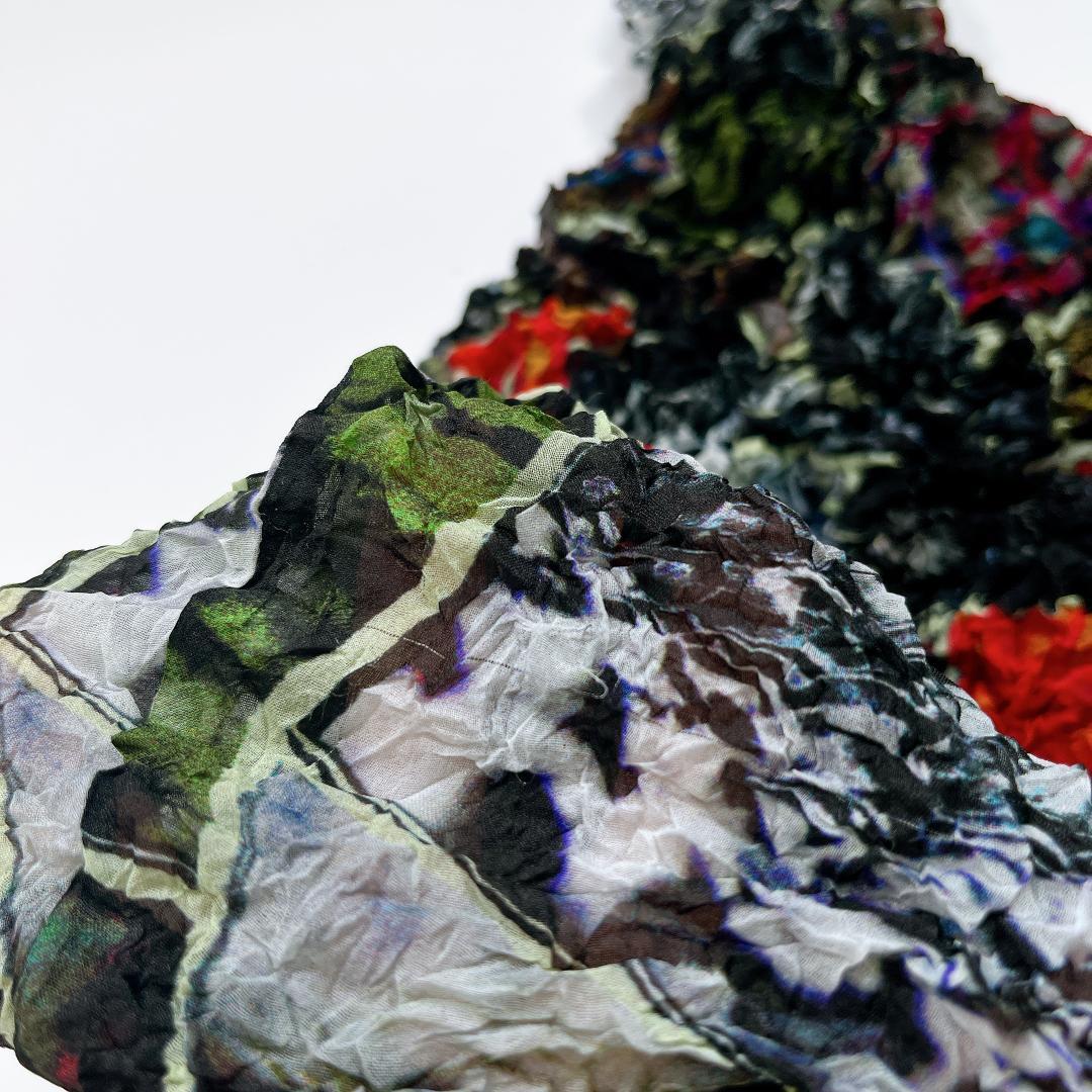 ISSEY MIYAKE FETE 半袖 カットソー 総柄 シワ プリーツ M