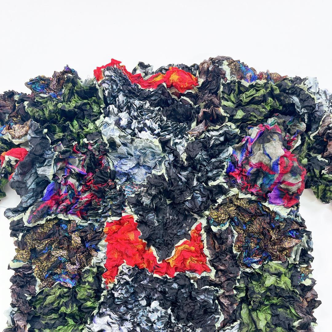 ISSEY MIYAKE FETE 半袖 カットソー 総柄 シワ プリーツ M