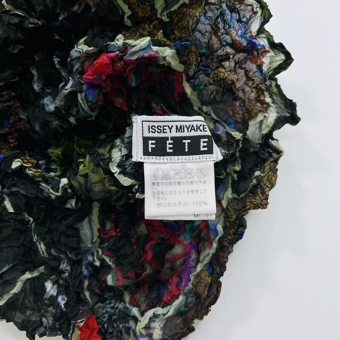 ISSEY MIYAKE FETE 半袖 カットソー 総柄 シワ プリーツ M