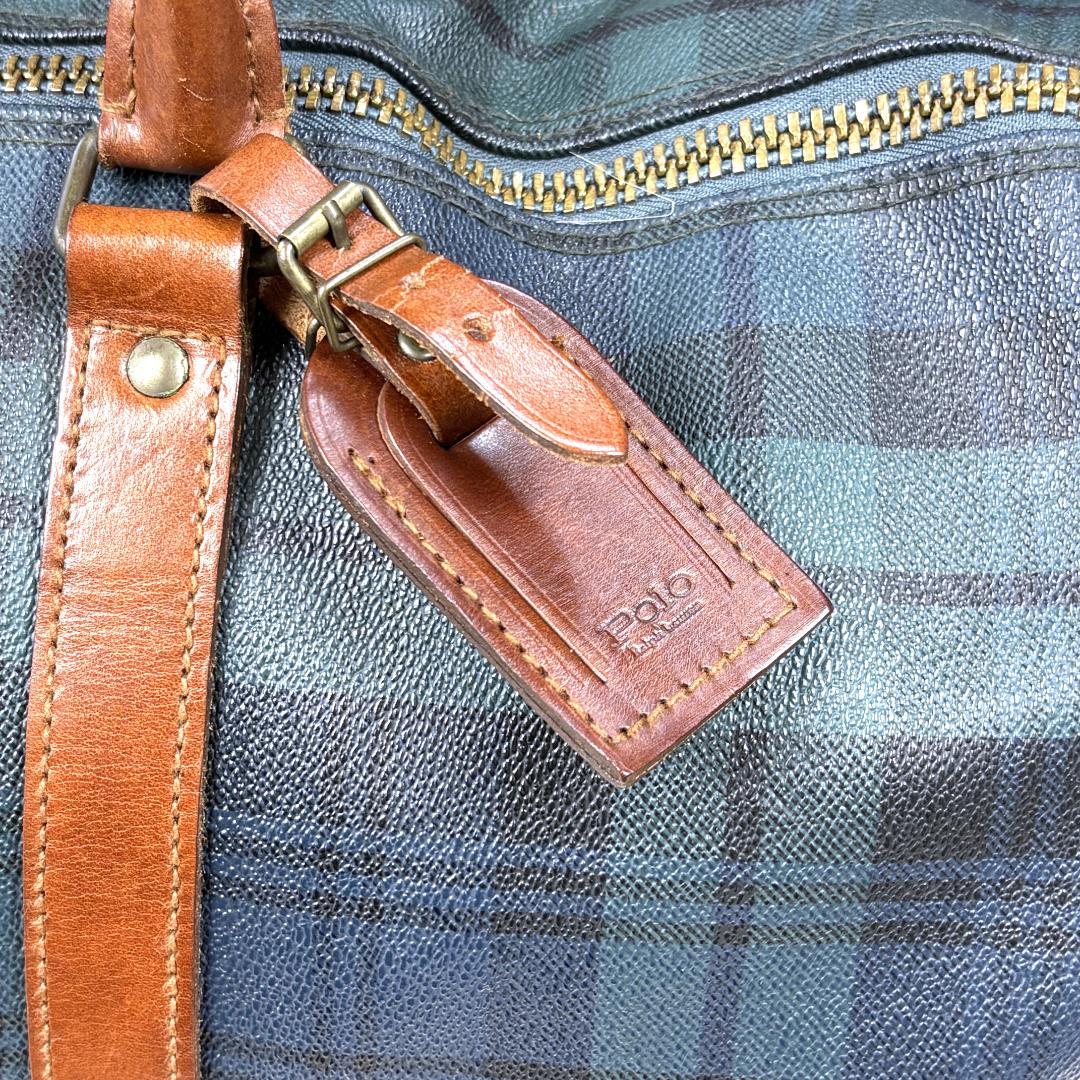 【美品】ポロラルフローレン　ボストンバッグ チェック柄　旅行　トラベル　Mサイズ