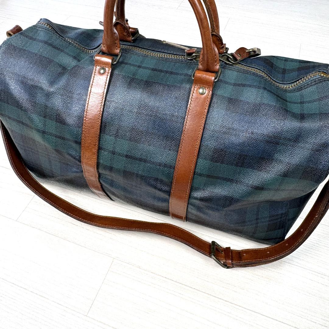 【美品】ポロラルフローレン　ボストンバッグ チェック柄　旅行　トラベル　Mサイズ