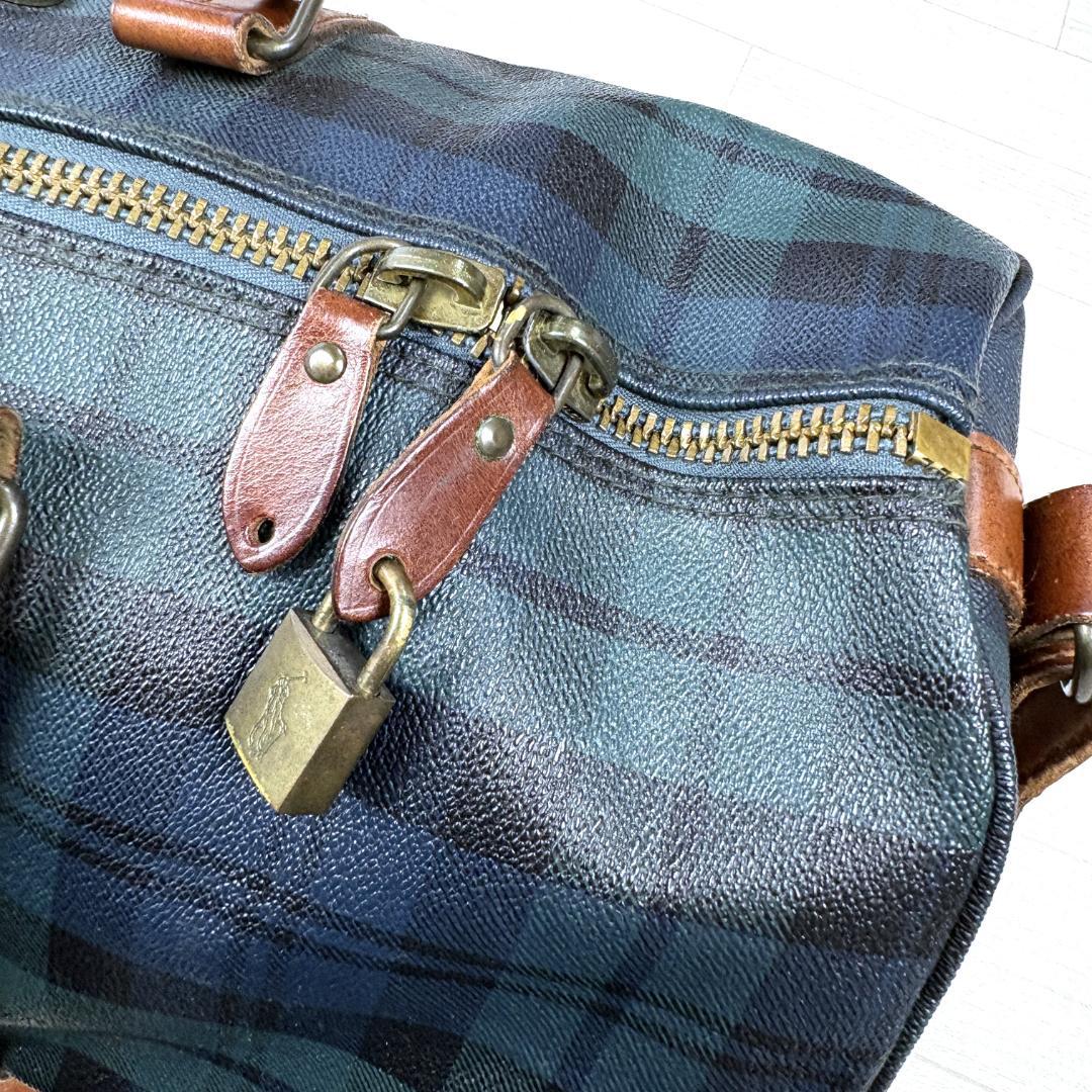 【美品】ポロラルフローレン　ボストンバッグ チェック柄　旅行　トラベル　Mサイズ
