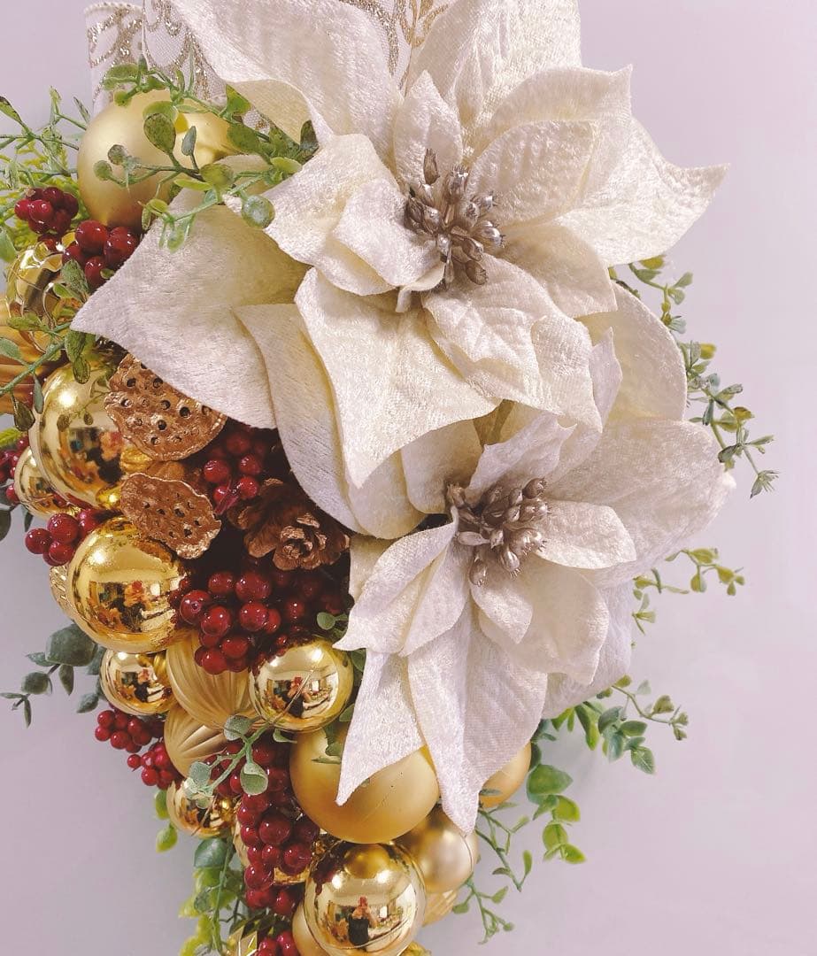 ✴︎豪華クリスマススワッグ✴︎クリスマスリース　フラワーリース　玄関リース　造花