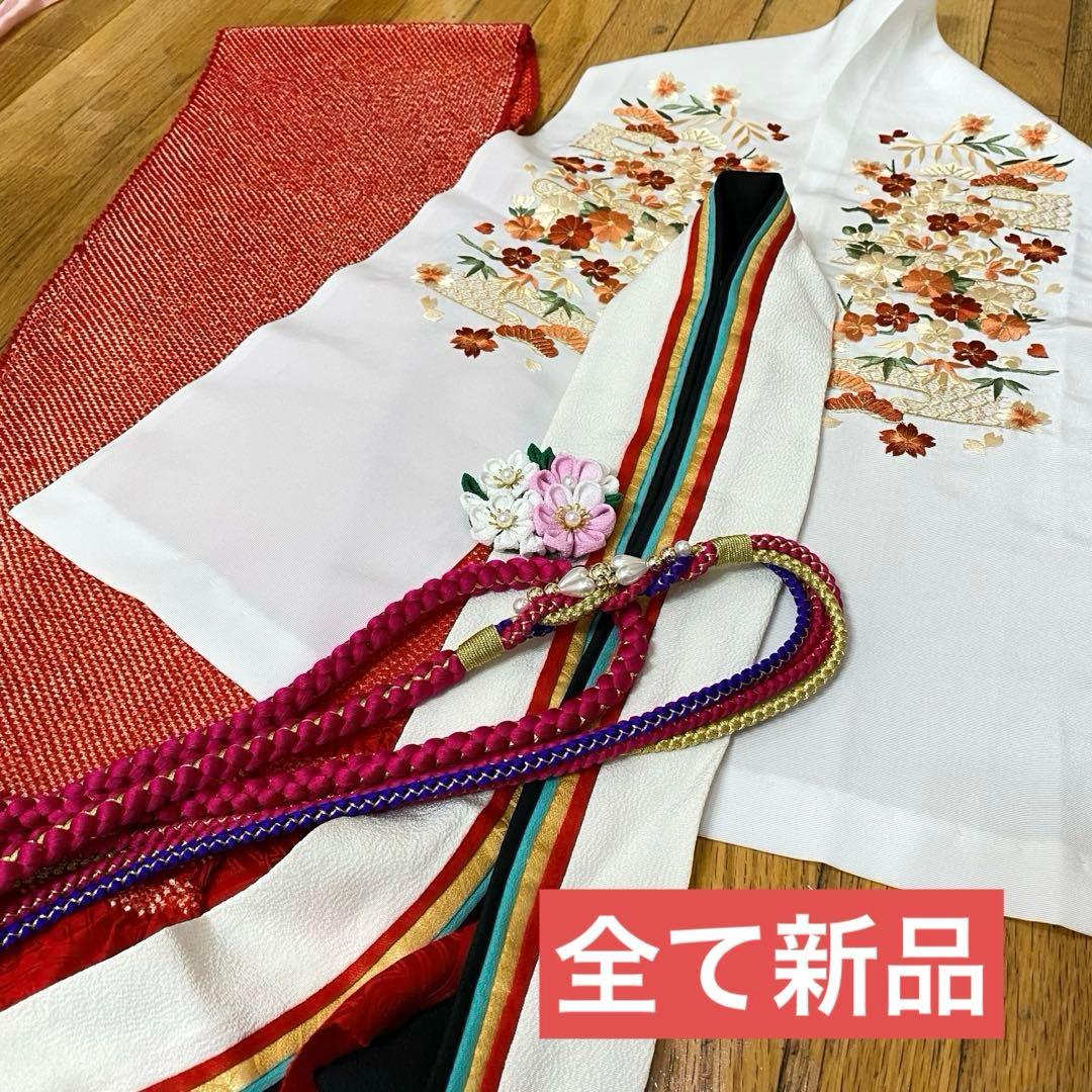 未使用正絹振袖フルセット‼️人気グリーン花々金糸刺繍金彩キラキラ素敵✨長襦袢付き‼️