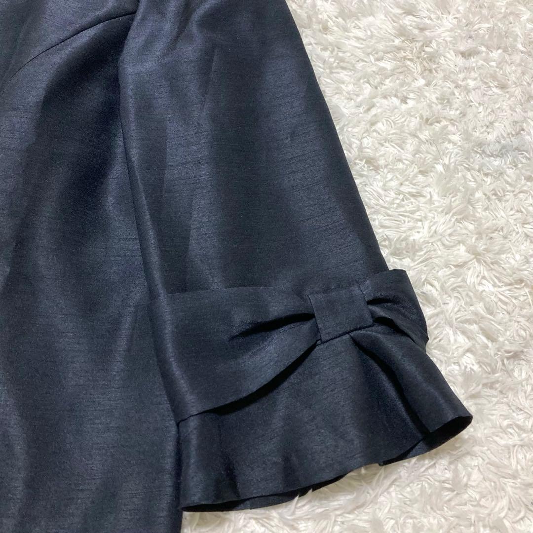大きいサイズ46♡ ローズティアラ ノーカラージャケット 七分袖 ネイビー