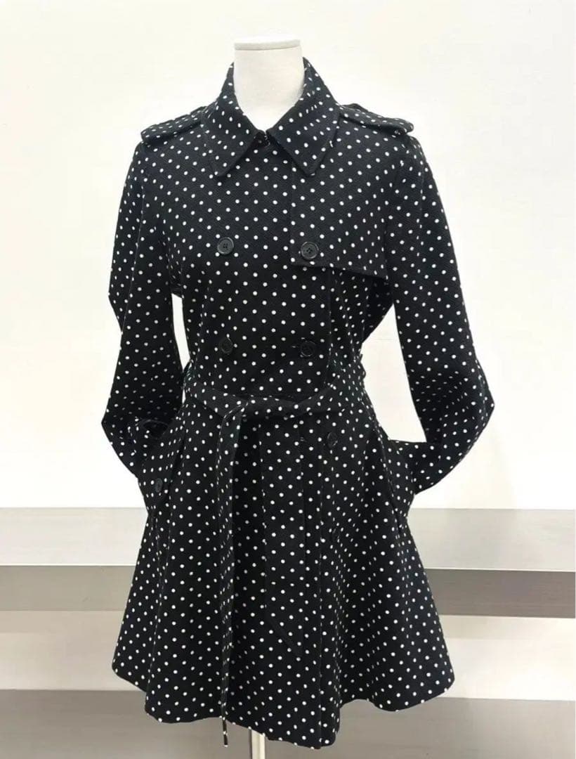 【美品✨⠀】Ralph Lauren ドット トレンチコート 黒 M 水玉
