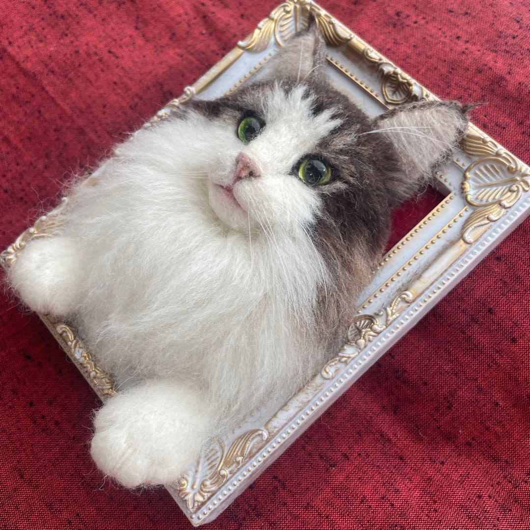 羊毛フェルト　猫　フレーム　ゆずページ