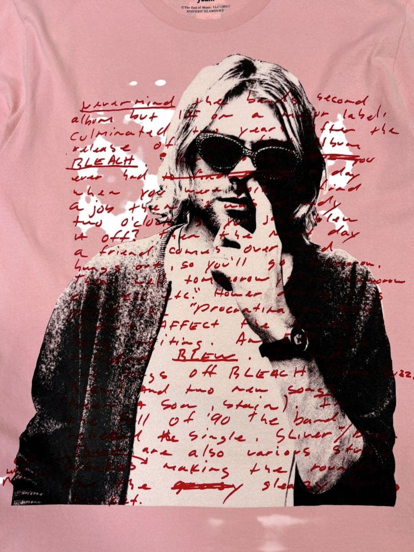 【人気】ヒステリックグラマー Tシャツ  Cobain プリント ピンク