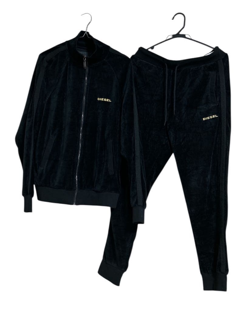 DIESEL ブラック ベロアジャケット パンツ上下セット セットアップ M