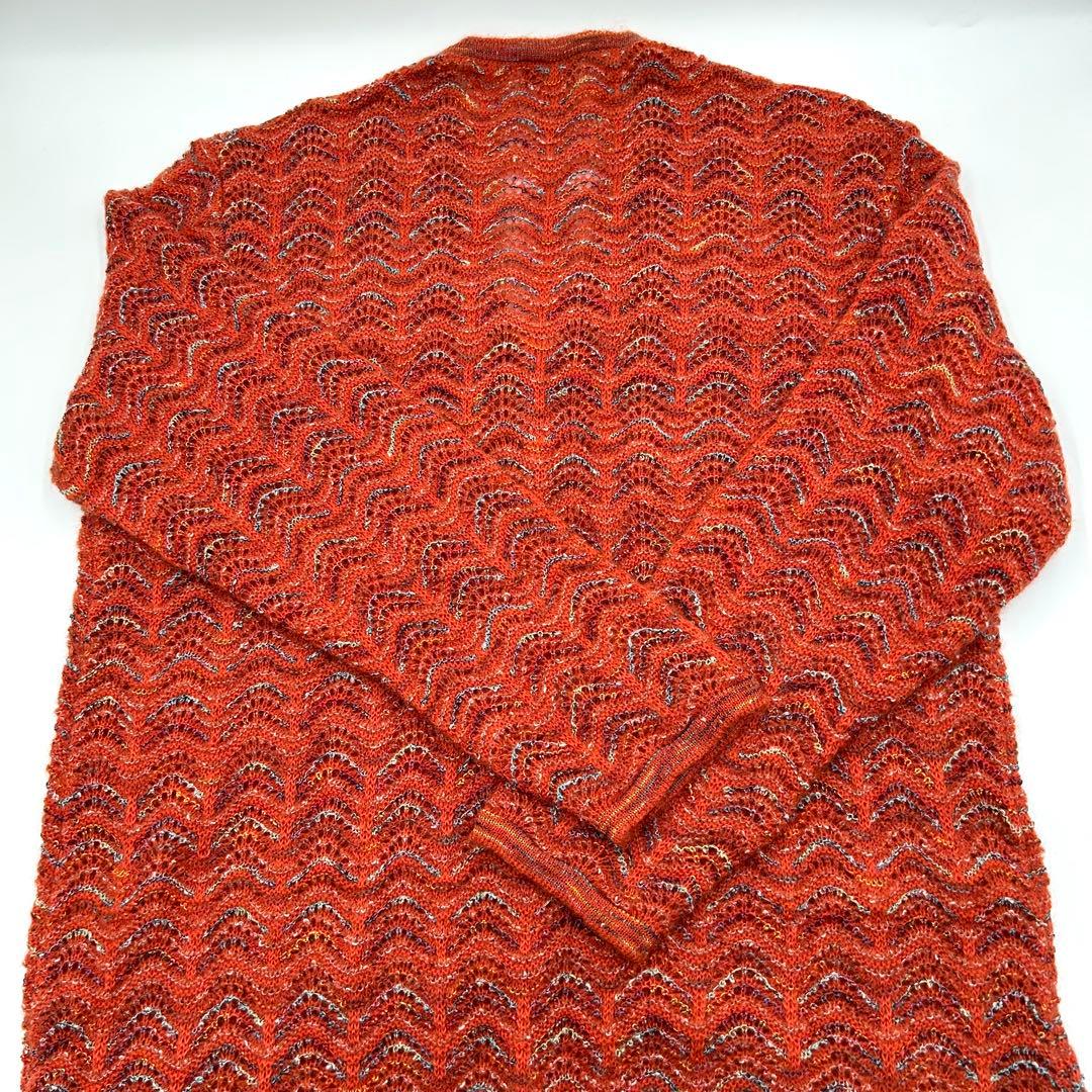 極上美品 イタリア製MISSONI SPORT オレンジ波模様カーディガン