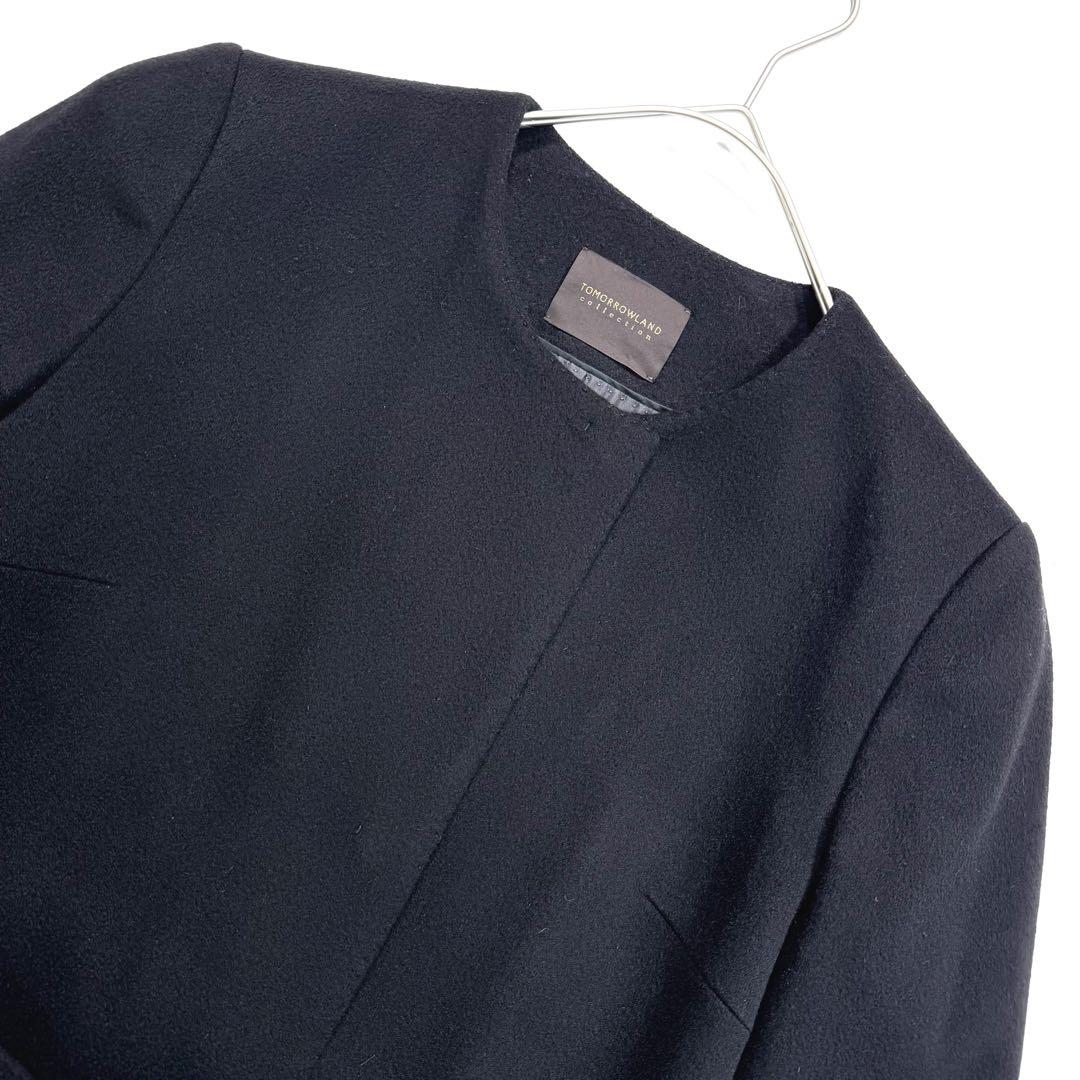 【近年モデル】トゥモローランドコレクション ノーカラーコート カシミヤ100％