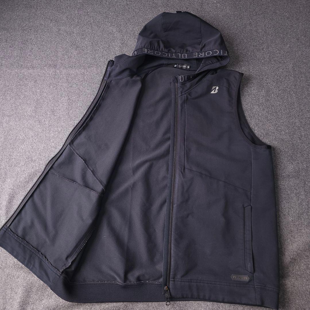 アルティコア ブリヂストン フーディージップベスト 黒 ロゴネーム 3L