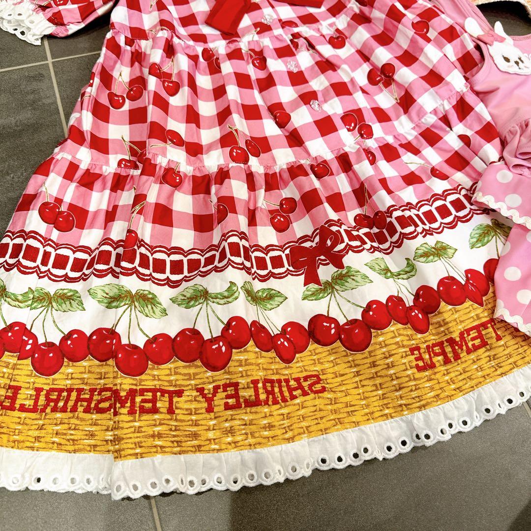 チェリーバスケット ワンピース うさぎ 水着 夏服 麦わら帽子ノーブランド