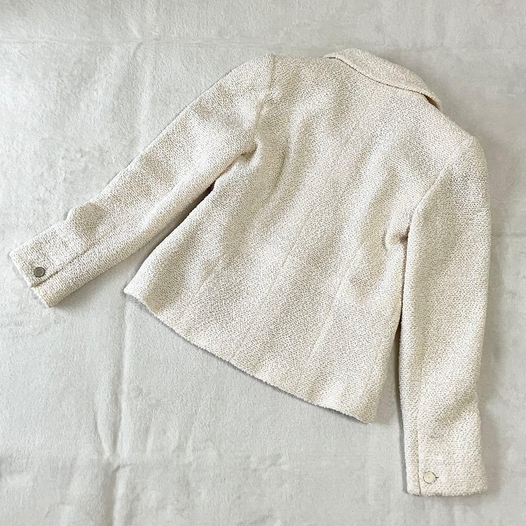 ★美品★シャネル　ツイードジャケット　総柄　シルク　ココマーク　カメリア　ロゴ