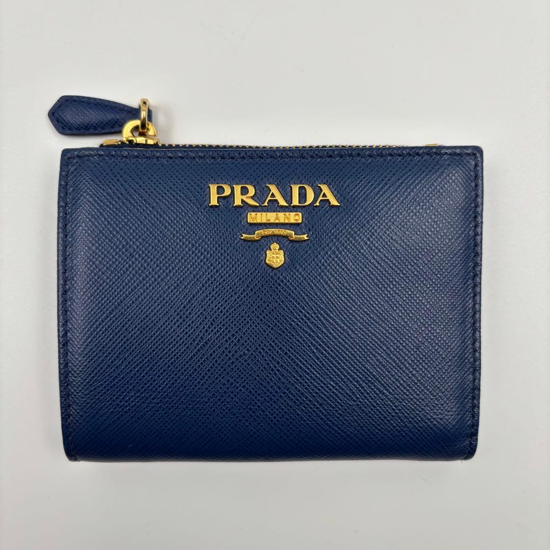 未使用級⭐️ PRADA プラダ 1ML018 折財布　サフィアーノメタル　ブルー