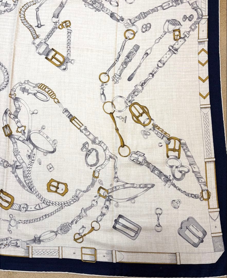 エルメス カシミアシルク カシシル カレジェアン140 シュヴォーデシェネ