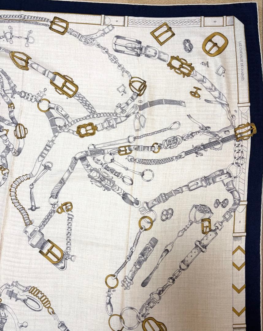 エルメス カシミアシルク カシシル カレジェアン140 シュヴォーデシェネ